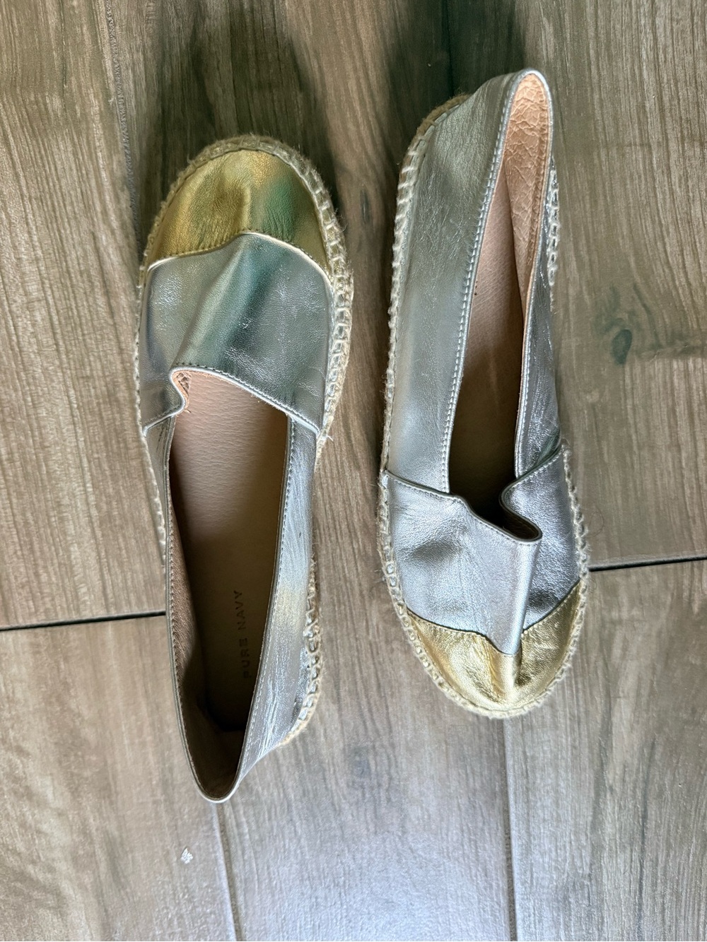 Pure navy Metallic Silver and Gold Espadrille Flats